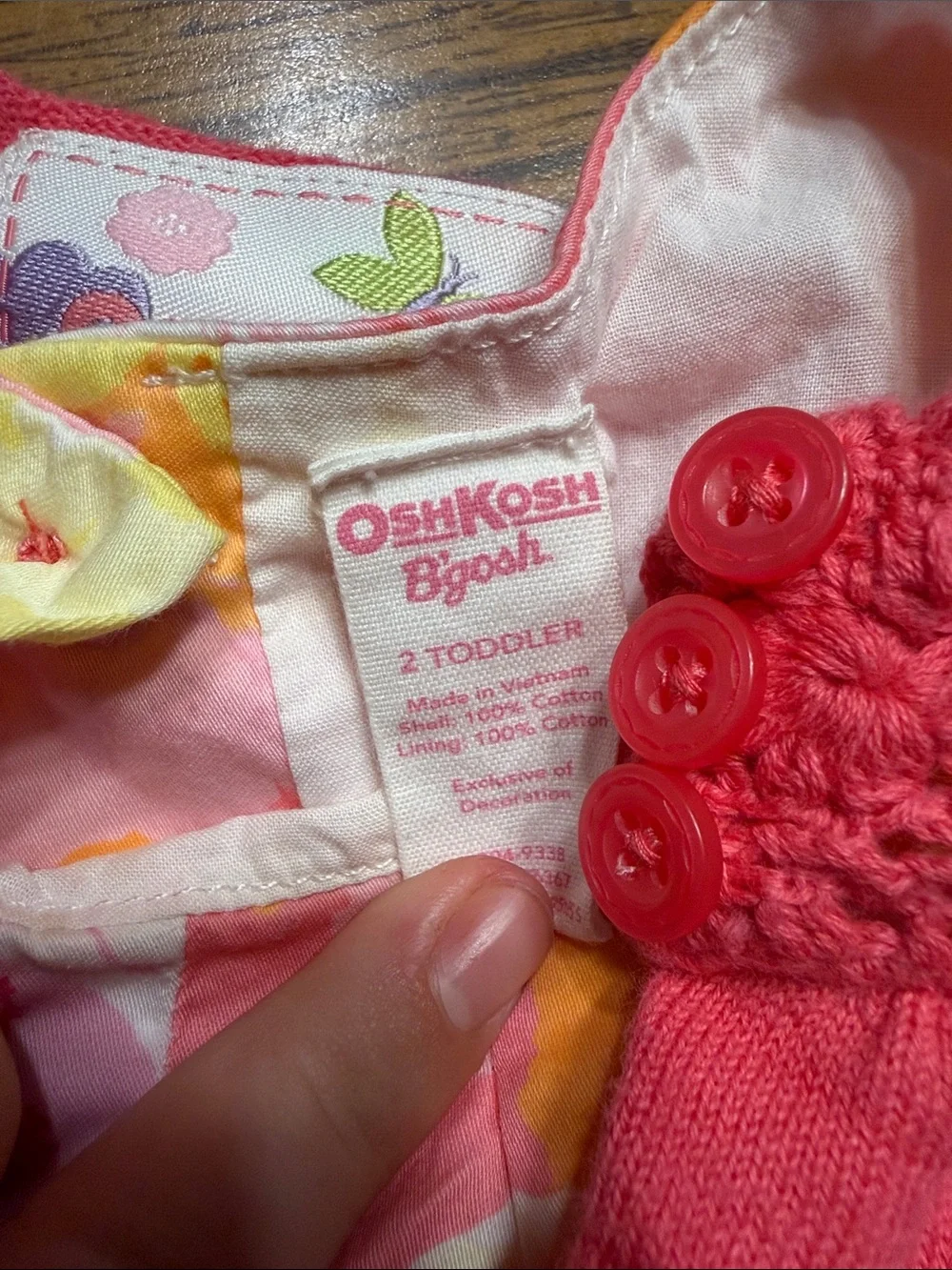 OshKosh B'gosh Pink and Coral Floral Knit Dress Top